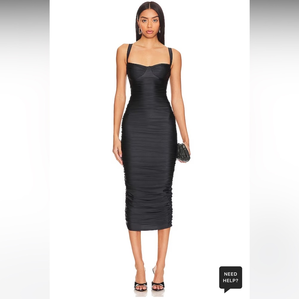 Good American Bust Cup Midi Dress in Black001